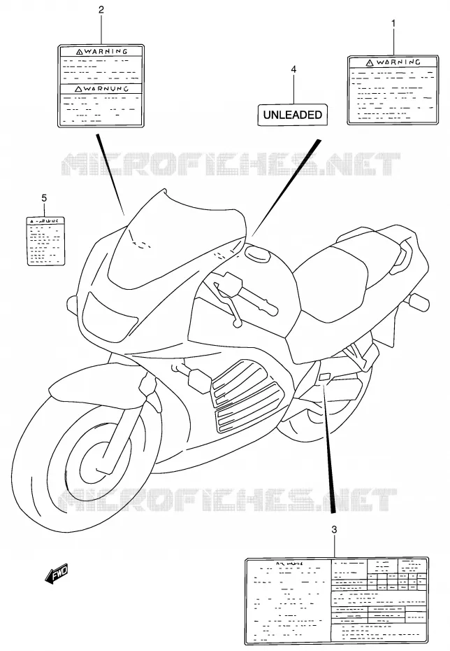 ETIQUETTE (MODELE T/V/W) Suzuki MOTO 900 RF 1995  RF900RS(E2)