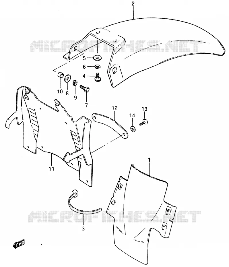 GARDE BOUE ARRIERE (MODELE E) Suzuki MOTO 500 RM 1983  RM500D(D/E)