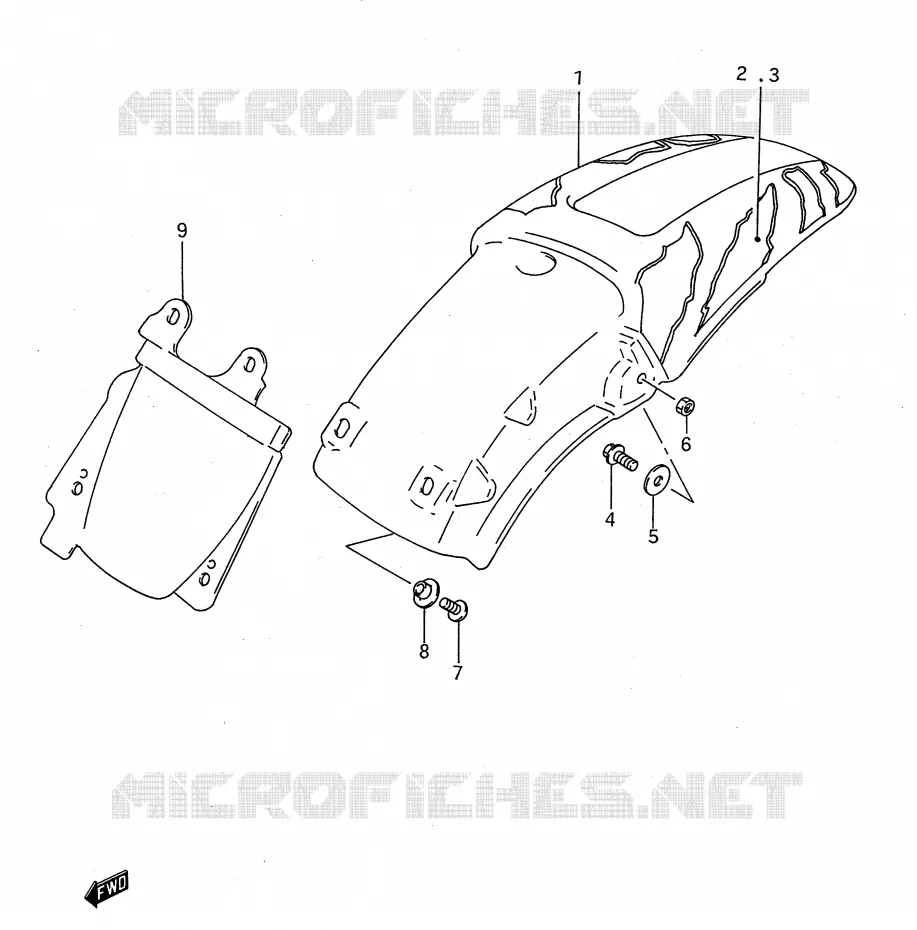 GARDE BOUE ARRIERE (MODELE N) Suzuki MOTO 125 RM 1994  RM125R(E28)