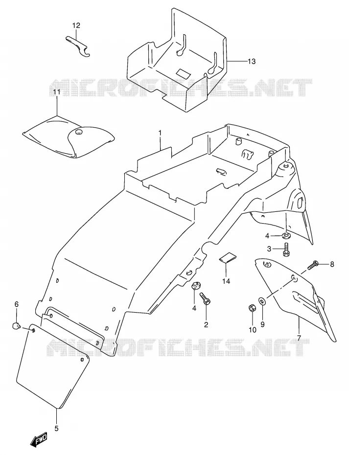 GARDE BOUE ARRIERE (MODELE R/S) Suzuki MOTO 900 RF 1995  RF900RS2(E2)