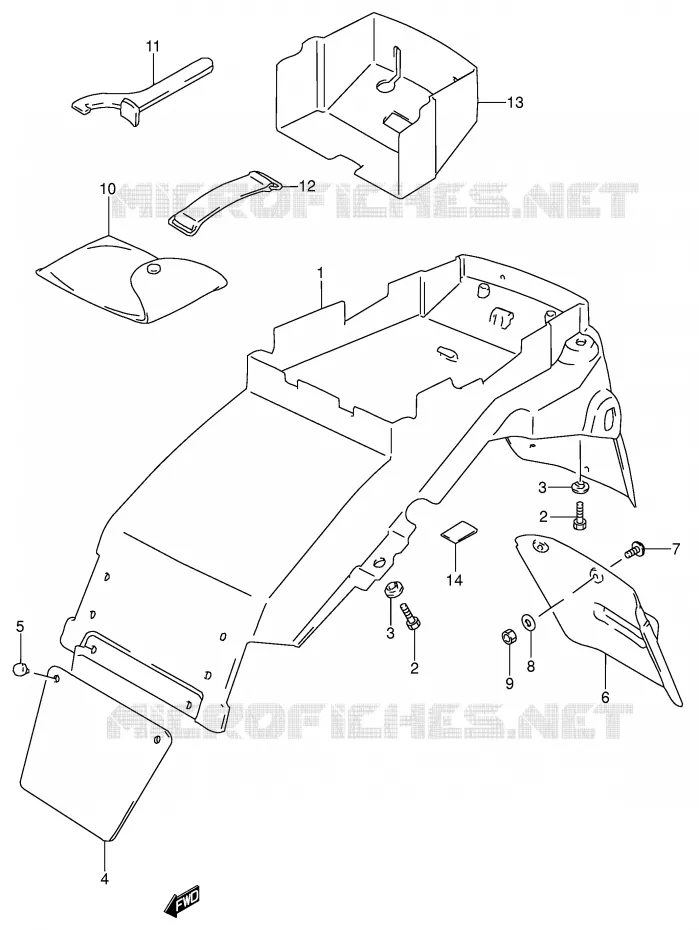GARDE BOUE ARRIERE (MODELE T/V) Suzuki MOTO 600 RF 1996  RF600RT(E2)