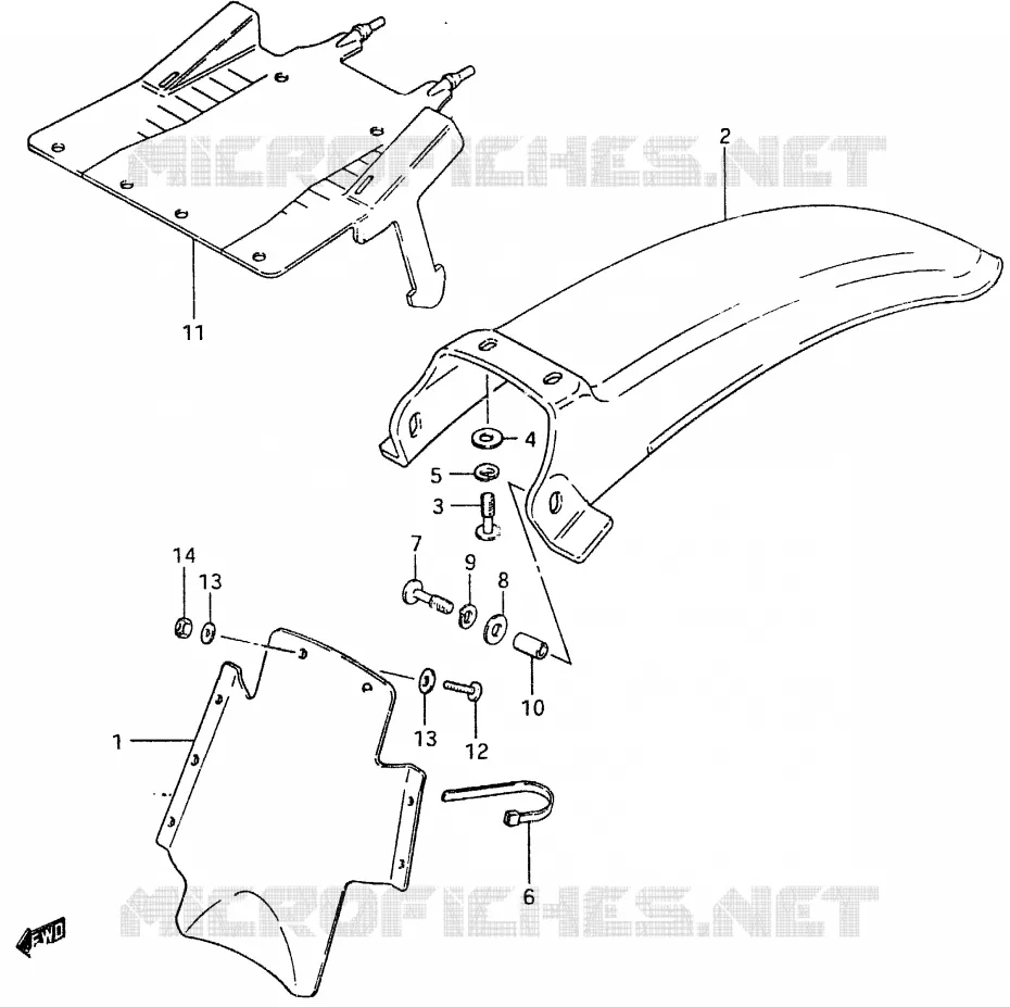 GARDE BOUE ARRIERE Suzuki MOTO 465 RM 1982  RM465Z(X/Z)