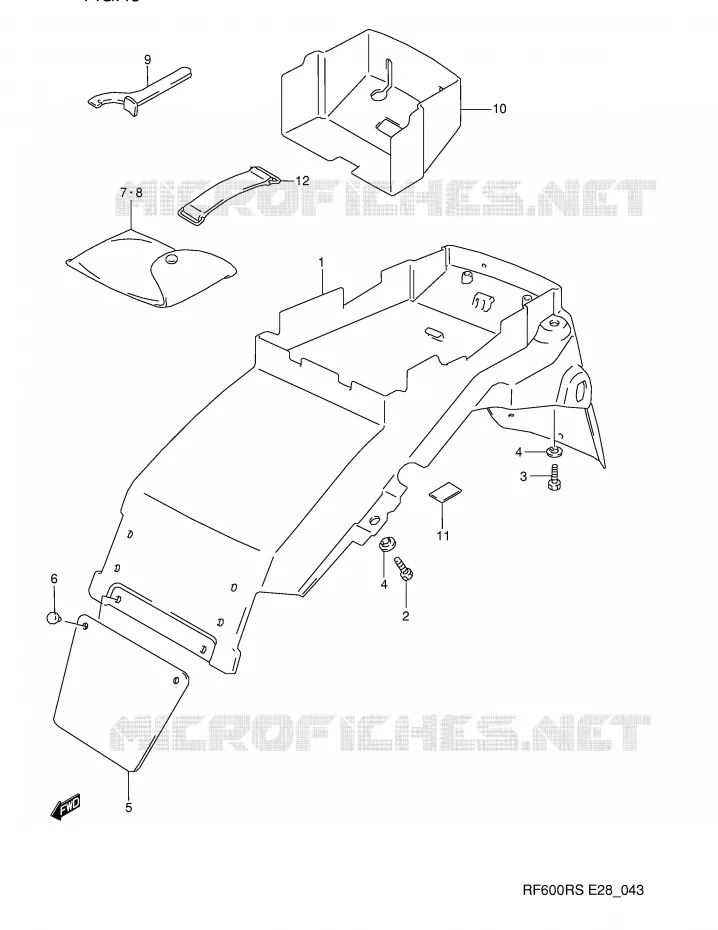 GARDE BOUE ARRIERE Suzuki MOTO 600 RF 1994  RF600RR(E28)
