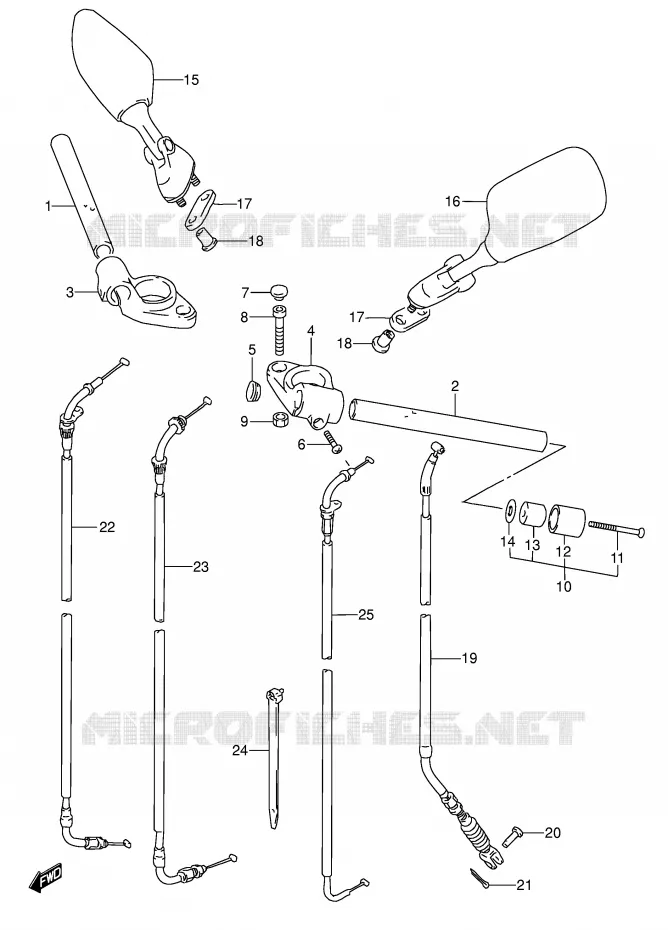 GUIDON (MODELE R/S/T/V) Suzuki MOTO 600 RF 1996  RF600RT(E2)