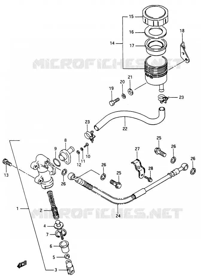MAITRE CYLINDRE ARRIERE Suzuki MOTO 250 RG 1987  RG250H(G/H)