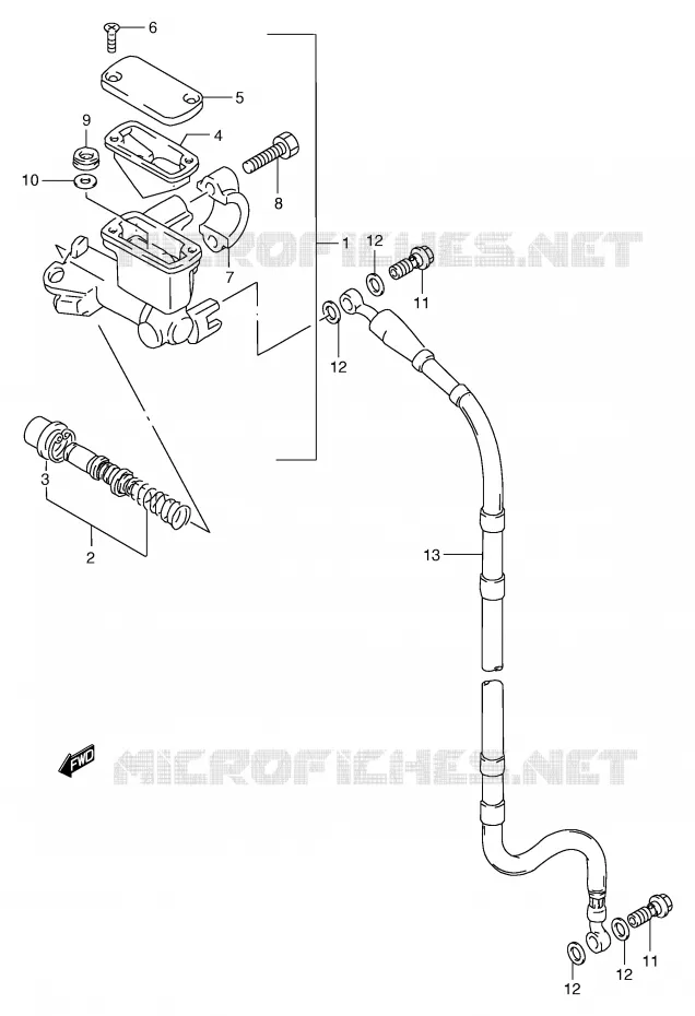 MAITRE CYLINDRE AVANT (MODELE T/V/W) Suzuki MOTO 250 RM 1998  RM250W(E3/E28)