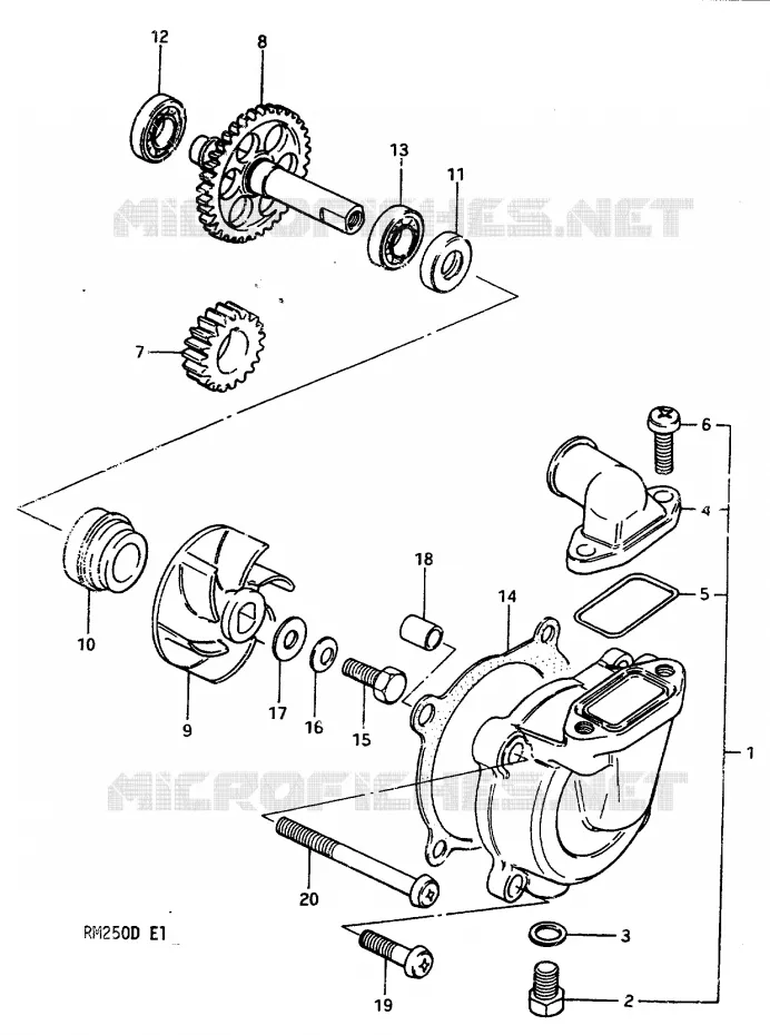 POMPE A EAU Suzuki MOTO 250 RM 1982  RM250Z(Z/D)
