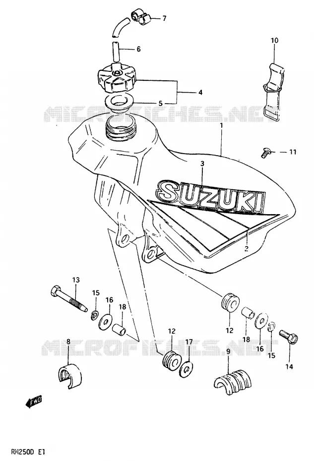 RESERVOIR D'ESSENCE MODELE D Suzuki MOTO 250 RM 1982  RM250Z(Z/D)