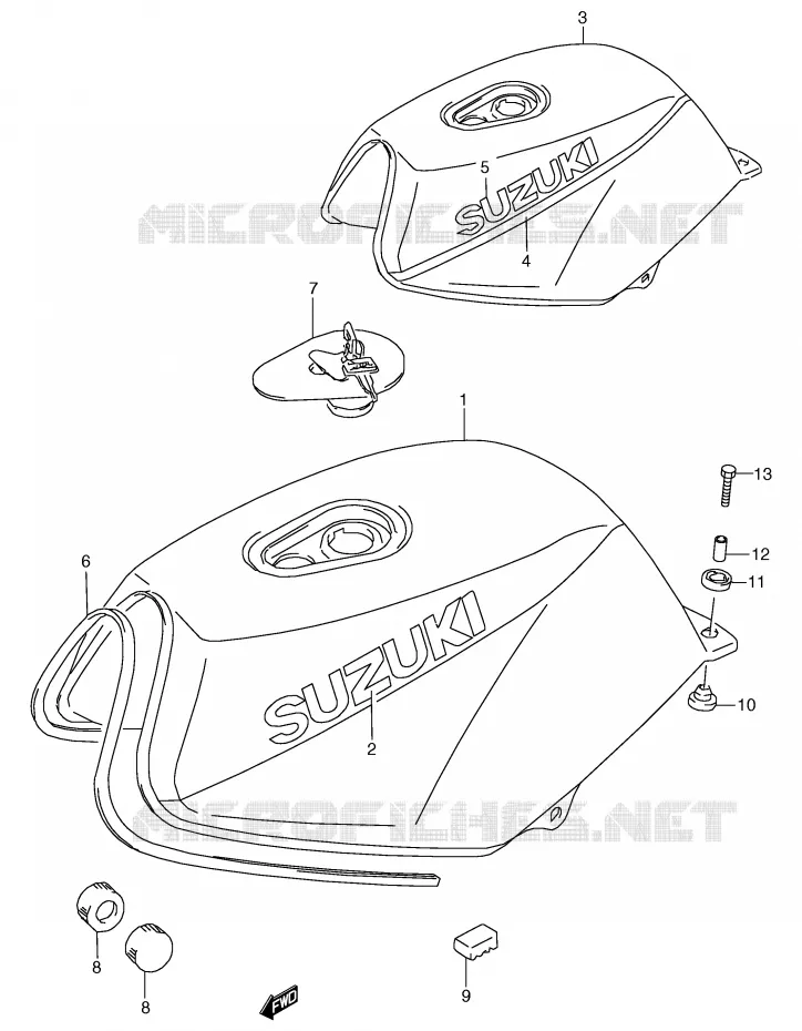 RESERVOIR D'ESSENCE (MODELE M) Suzuki MOTO 80 RG 1988  RG80J(E4)