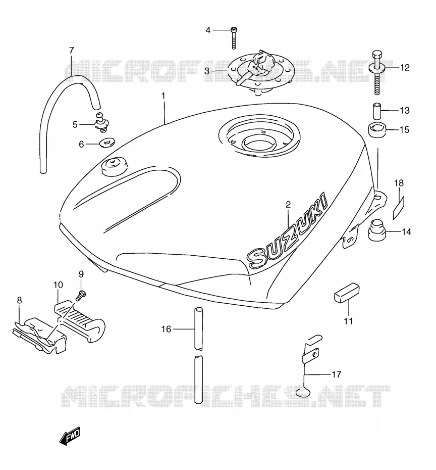 RESERVOIR D'ESSENCE (MODELE P/R/T) Suzuki MOTO 250 RG 1992  RGV250N(E24)