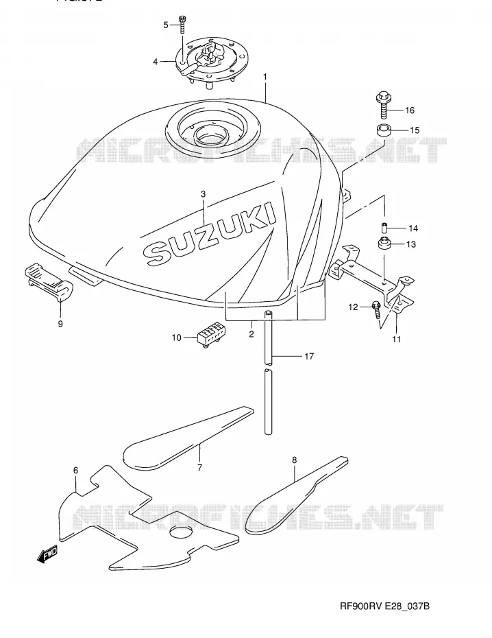 RESERVOIR D'ESSENCE (MODELE V) Suzuki MOTO 900 RF 1997  RF900RV(E28)