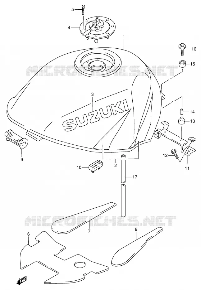 RESERVOIR D'ESSENCE (MODELE W) Suzuki MOTO 900 RF 1997  RF900RV(E2)
