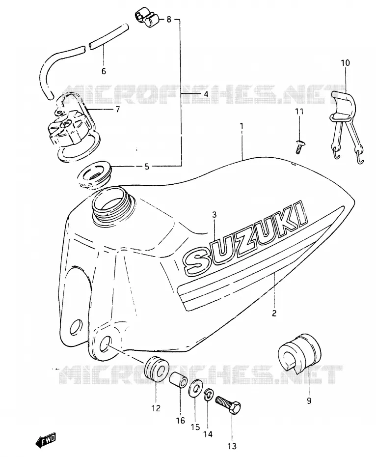 RESERVOIR D'ESSENCE (MODELE X) Suzuki MOTO 465 RM 1981  RM465X(X/Z)