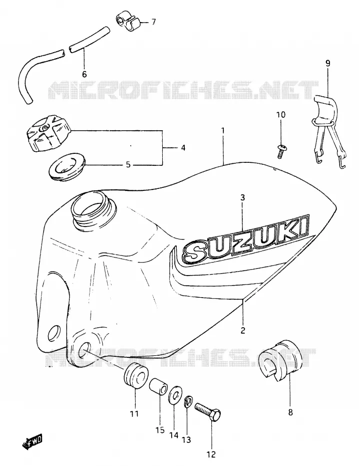 RESERVOIR D'ESSENCE (MODELE Z) Suzuki MOTO 465 RM 1981  RM465X(X/Z)