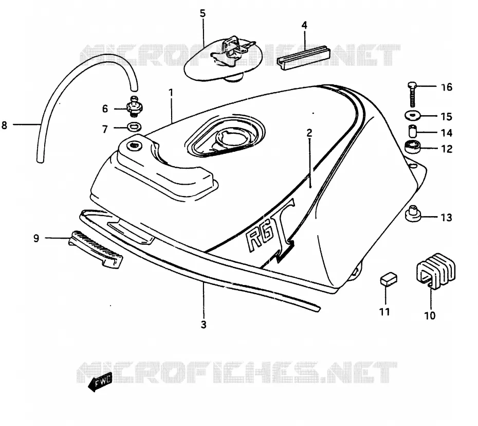 RESERVOIR D'ESSENCE (RG250CH/FCH) Suzuki MOTO 250 RG 1987  RG250FH(G/H)