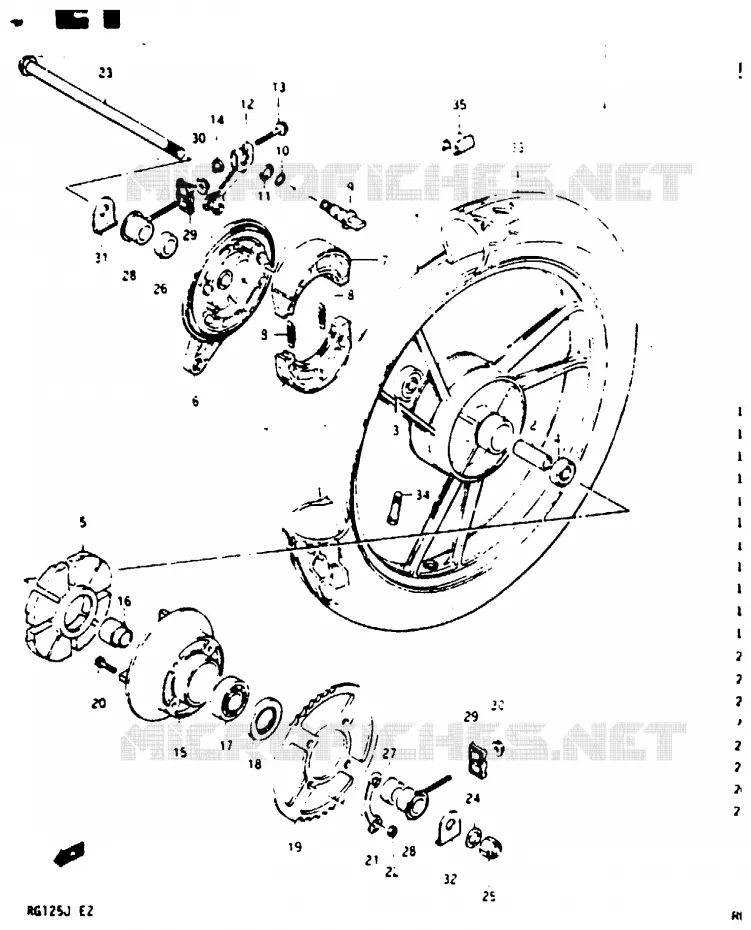 ROUE ARRIERE Suzuki MOTO 125 RG 1986  RG125CG(G/H/J)