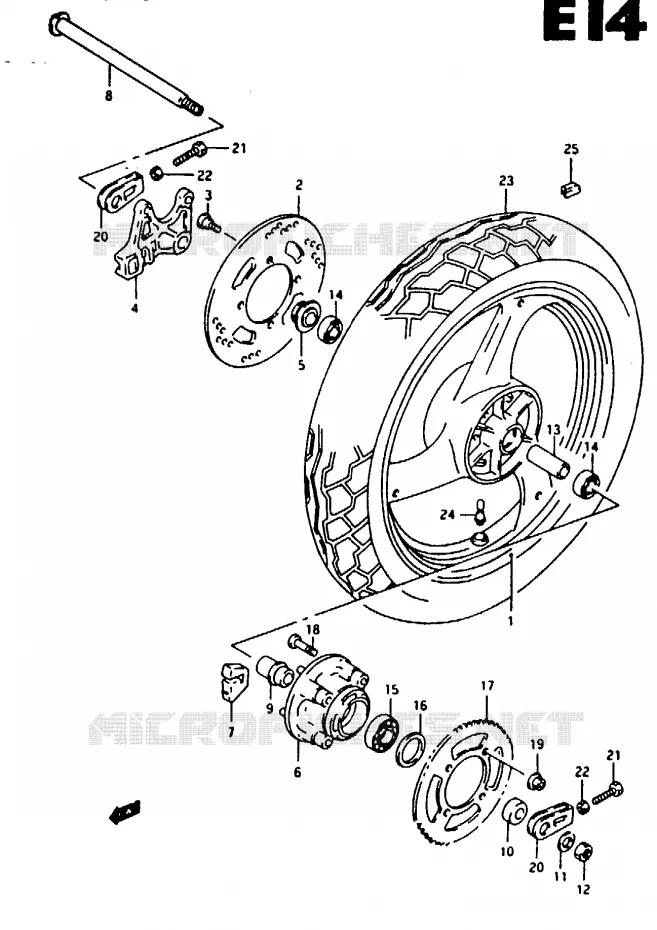 ROUE ARRIERE Suzuki MOTO 125 RG 1992  RG125FUN(N/P/R)