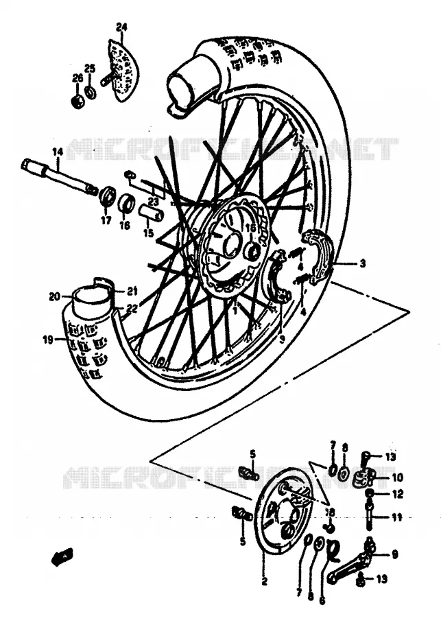 ROUE AVANT (MODELE E) Suzuki MOTO 125 RM 1984  RM125E(E/F)