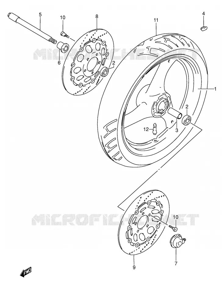 ROUE AVANT (MODELE S/T/V) Suzuki MOTO 600 RF 1993  RF600RUP(E2)