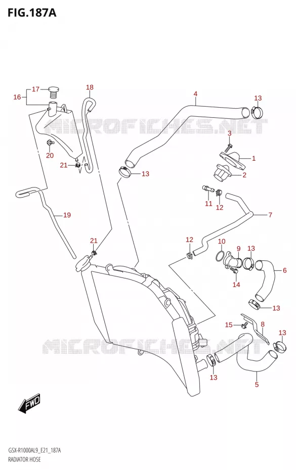 DURITE DE RADIATEUR Suzuki MOTO 1000 GSX-R 2019  GSX-R1000RA L9 / GSX-R1000RZA L9 (E21)