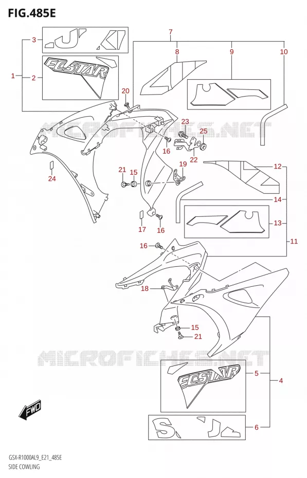 FLANCS DE CARENAGES000RA)(SEE NOTE 1) Suzuki MOTO 1000 GSX-R 2019  GSX-R1000A L9 (E21)