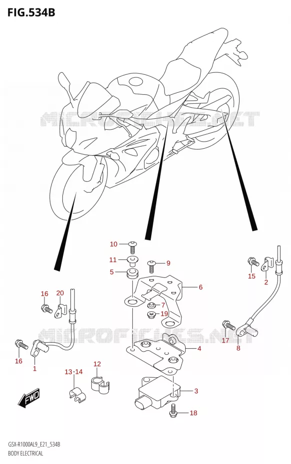 PARTIE ELECTRIQUEQUES DE LA CAROSSERIE (GSX-R1000RA,GSX-R1000RZA) Suzuki MOTO 1000 GSX-R 2019  GSX-R1000RA L9 / GSX-R1000RZA L9 (E21)