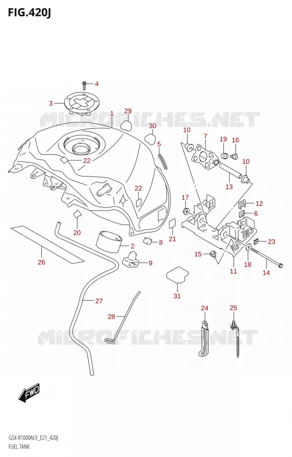 RESERVOIR D'ESSENCE1000RA) Suzuki MOTO 1000 GSX-R 2019  GSX-R1000RA L9 / GSX-R1000RZA L9 (E21)
