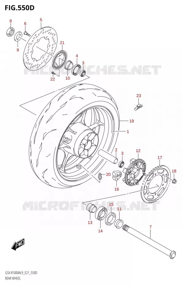 ROUE ARRIERE-R1000RZA) Suzuki MOTO 1000 GSX-R 2019  GSX-R1000RA L9 / GSX-R1000RZA L9 (E21)