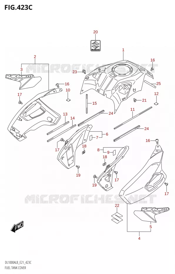 COUVRE RESERVOIRDL1000XA:L8:E21) Suzuki MOTO 1000 V-STROM 2018  DL1000AL8 E21
