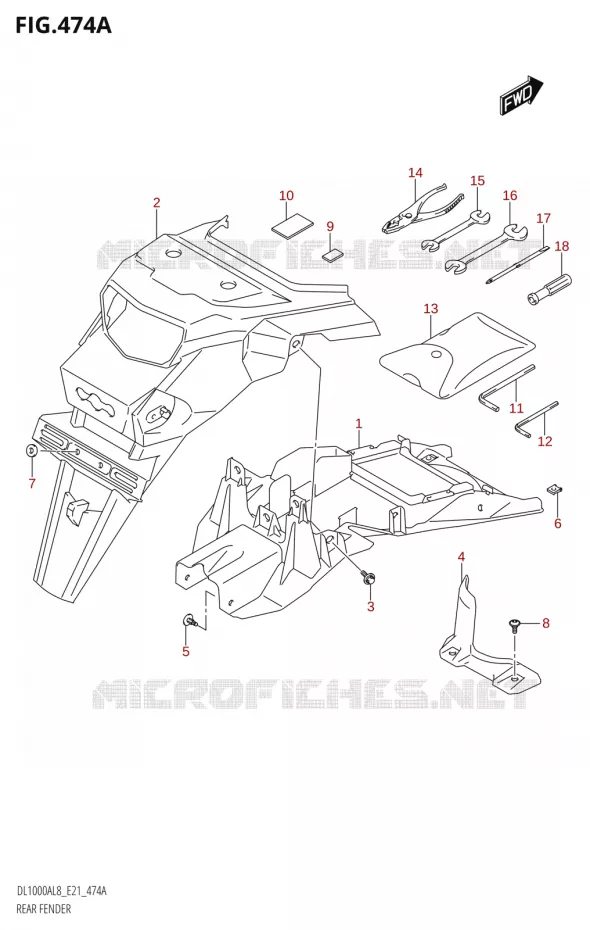 GARDE BOUE ARRIERE Suzuki MOTO 1000 V-STROM 2018  DL1000AL8 E21