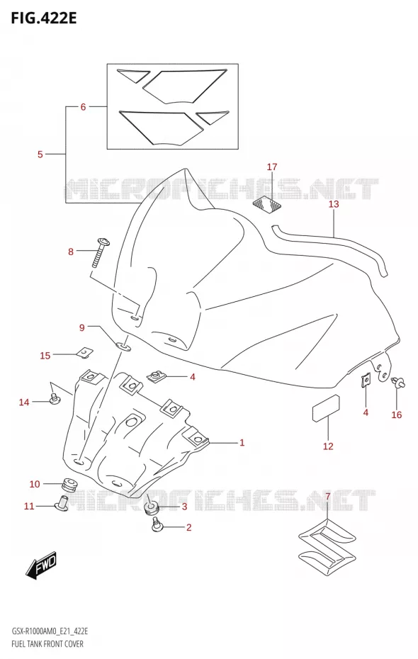 COUVRE RESERVOIR (GSX-R1000RZA) Suzuki MOTO 1000 GSX-R 2020  GSX-R1000RA M0 / GSX-R1000RZA M0 (E21)