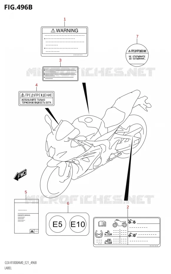 ETIQUETTE Suzuki MOTO 1000 GSX-R 2020  GSX-R1000RA M0 / GSX-R1000RZA M0 (E21)