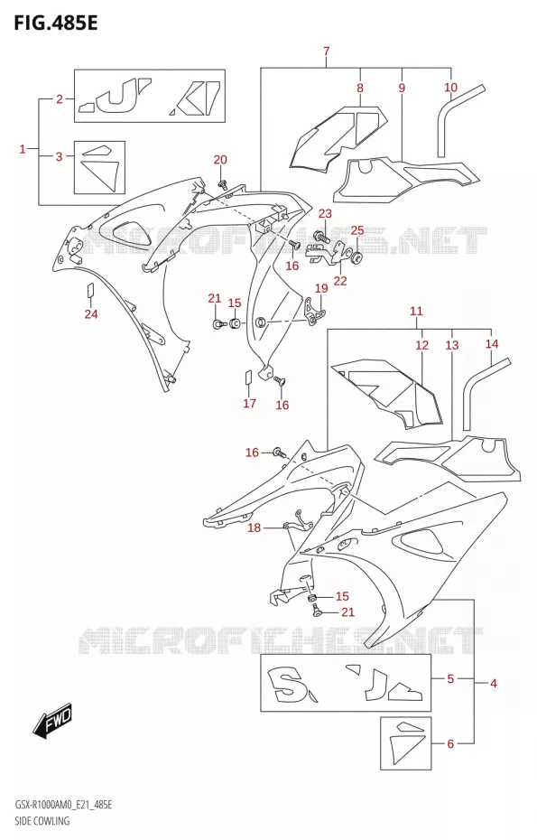 FLANCS DE CARENAGES000RA)(SEE NOTE 1) Suzuki MOTO 1000 GSX-R 2020  GSX-R1000A M0 (E21)