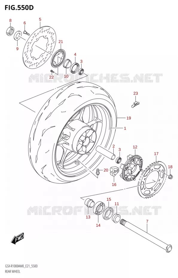 ROUE ARRIERE-R1000RZA) Suzuki MOTO 1000 GSX-R 2020  GSX-R1000RA M0 / GSX-R1000RZA M0 (E21)