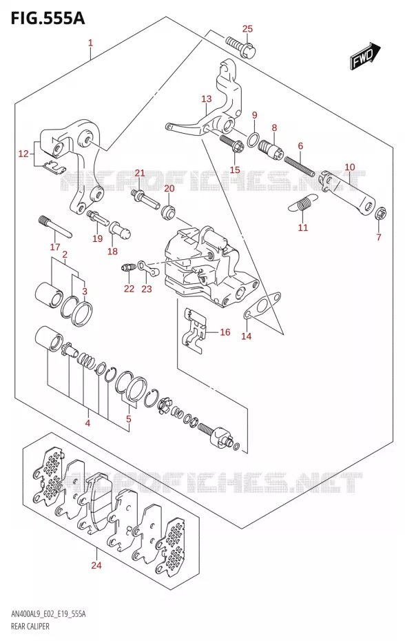 ETRIER DE FREIN ARRIERE Suzuki SCOOTER 400 BURGMAN 2019  AN400A L9 (E02,E19)