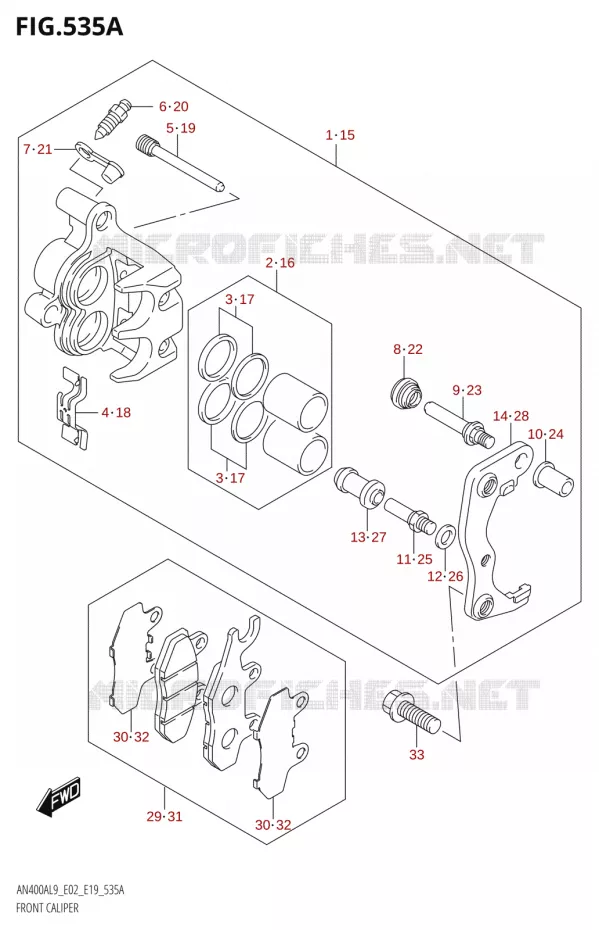 ETRIER DE FREIN AVANT Suzuki SCOOTER 400 BURGMAN 2019  AN400A L9 (E02,E19)