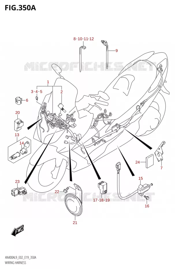 FAISCEAU ELECTRIQUE Suzuki SCOOTER 400 BURGMAN 2019  AN400A L9 (E02,E19)