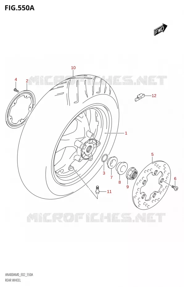 ROUE ARRIERE Suzuki SCOOTER 400 BURGMAN 2020  AN400A M0 (E02,E19)