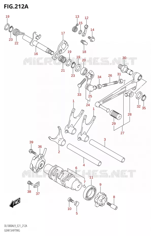 ENSEMBLE DE SELECTION DE VITESSES Suzuki MOTO 1000 V-STROM 2019  DL1000A L9 (E21)