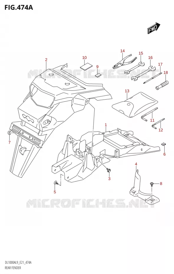 GARDE BOUE ARRIERE Suzuki MOTO 1000 V-STROM 2019  DL1000XA L9 (E21)