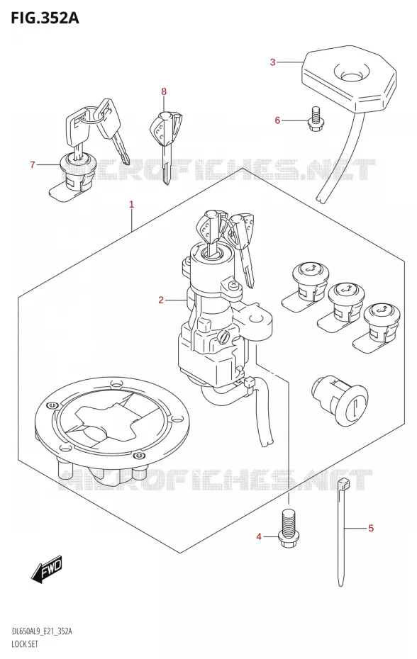 KIT SERRURE (FOR TOP CASE,SIDE CASE) Suzuki MOTO 650 V-STROM 2019  DL650XA L9 (E21)