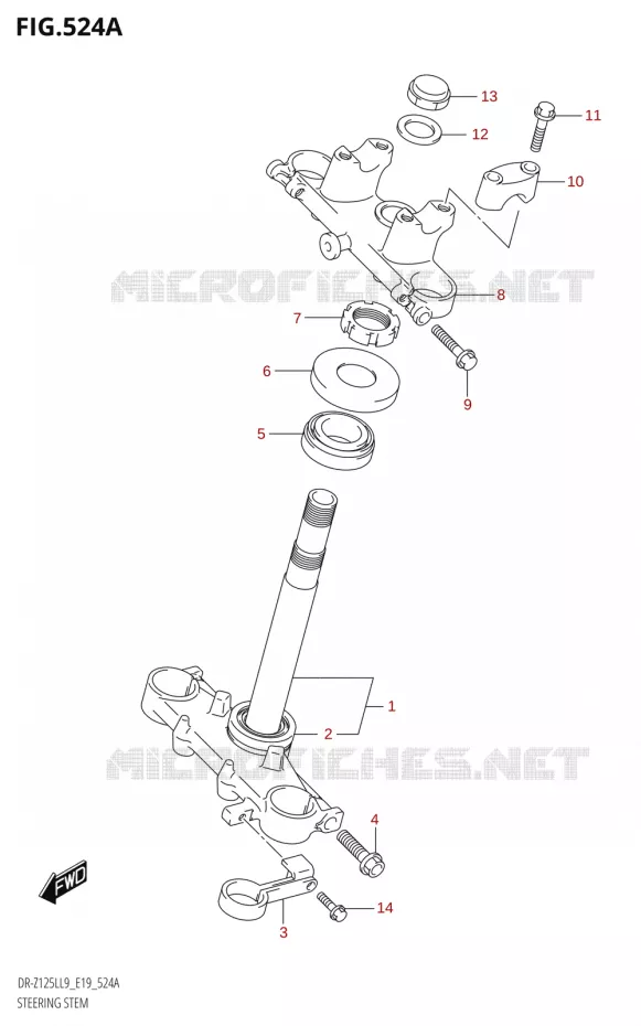 COLONNE DE DIRECTION Suzuki MOTO 125 DR-Z 2019  DR-Z125L L9 (E19)