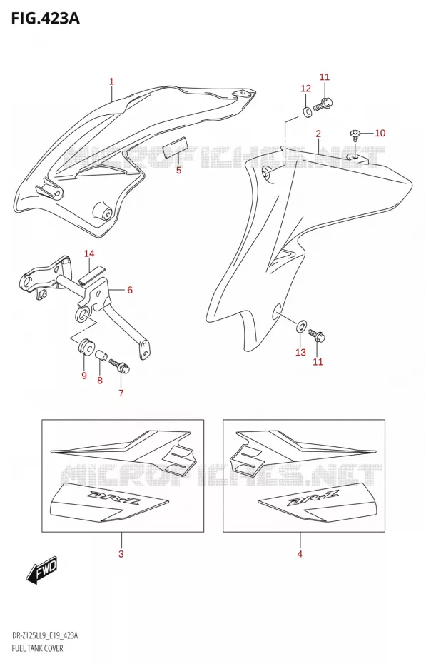 COUVRE RESERVOIR Suzuki MOTO 125 DR-Z 2019  DR-Z125L L9 (E19)
