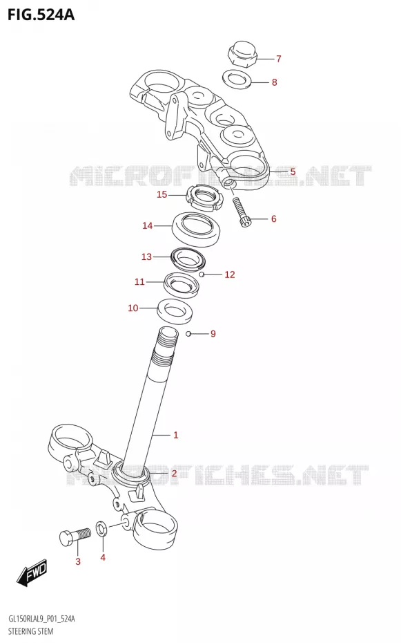 COLONNE DE DIRECTION Suzuki MOTO 150 INTRUDER 2019  GL150RLA L9 (P01)