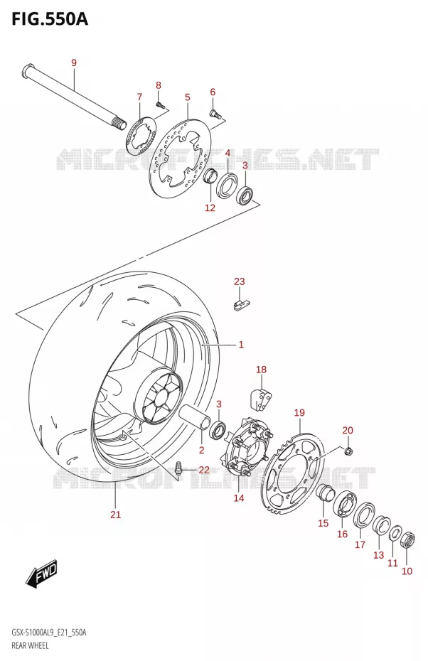 ROUE ARRIERE-S1000AL9 E21) Suzuki MOTO 1000 GSX-S 2019  GSX-S1000YA L9 (E21)