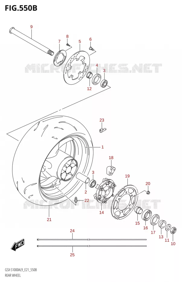 ROUE ARRIERE-S1000YAL9 E21) Suzuki MOTO 1000 GSX-S 2019  GSX-S1000ZAUF L9 (E21)