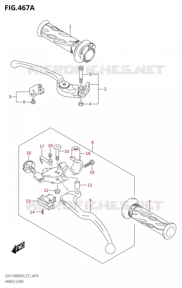 LEVIERS - POIGNEES Suzuki MOTO 1000 GSX-S 2019  GSX-S1000FA L9 (E21)