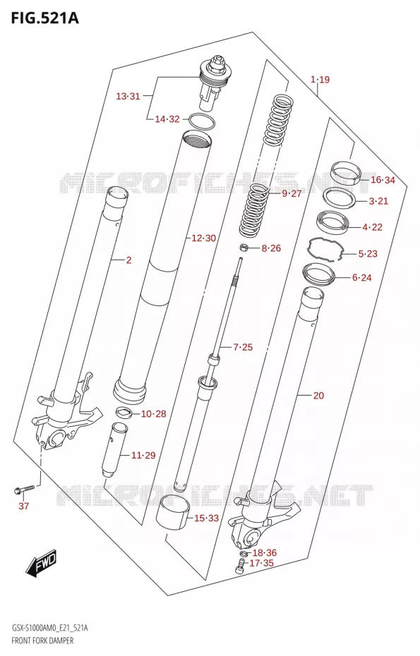 FOURCHE Suzuki MOTO 1000 GSX-S 2020  GSX-S1000A M0 / GSX-S1000ZA M0 (E21)