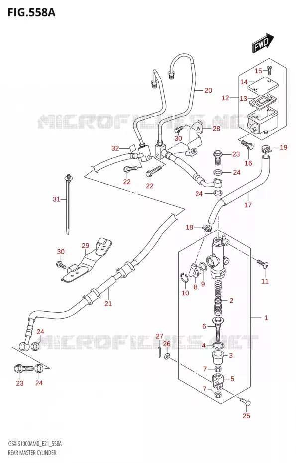 MAITRE CYLINDRE ARRIERE Suzuki MOTO 1000 GSX-S 2020  GSX-S1000A M0 / GSX-S1000ZA M0 (E21)