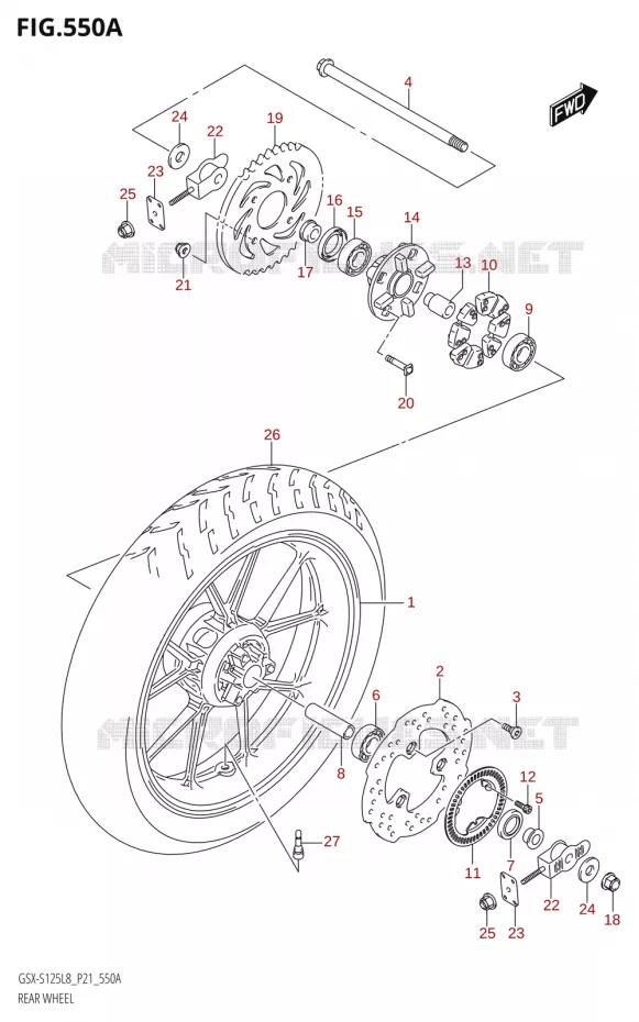 ROUE ARRIERE Suzuki MOTO 125 GSX-S 2018  GSX-S125ML L8 (P21)